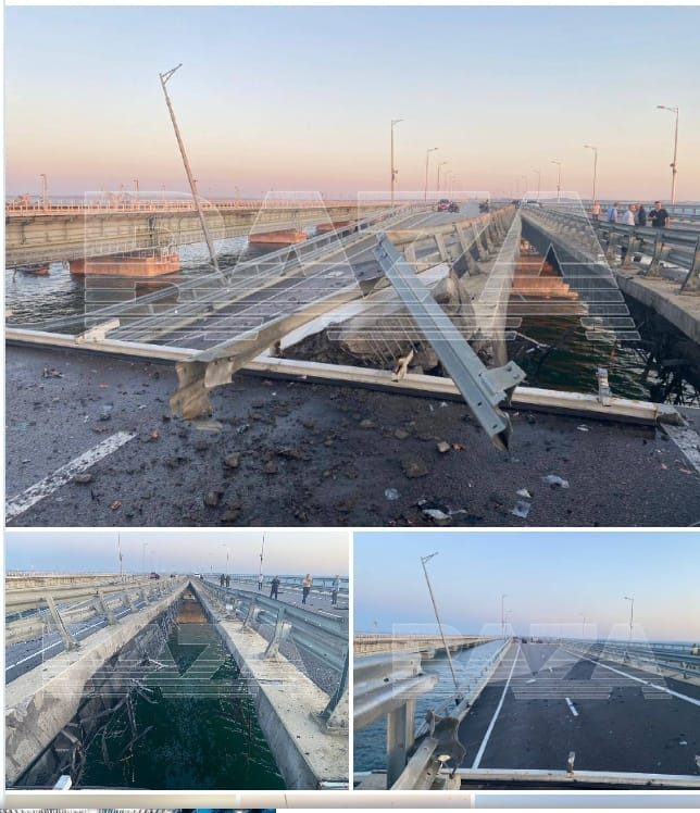 Ucraina attacca per la seconda volta il ponte di Crimea. Intanto i russi avanzano ad est verso Kupyansk, gli ucraini farebbero progressi nei pressi di Bakhmut.