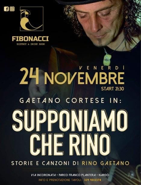 Gaetano Cortese interpreta le canzoni di Rino Gaetano stasera al “Fibonacci d Nardò
