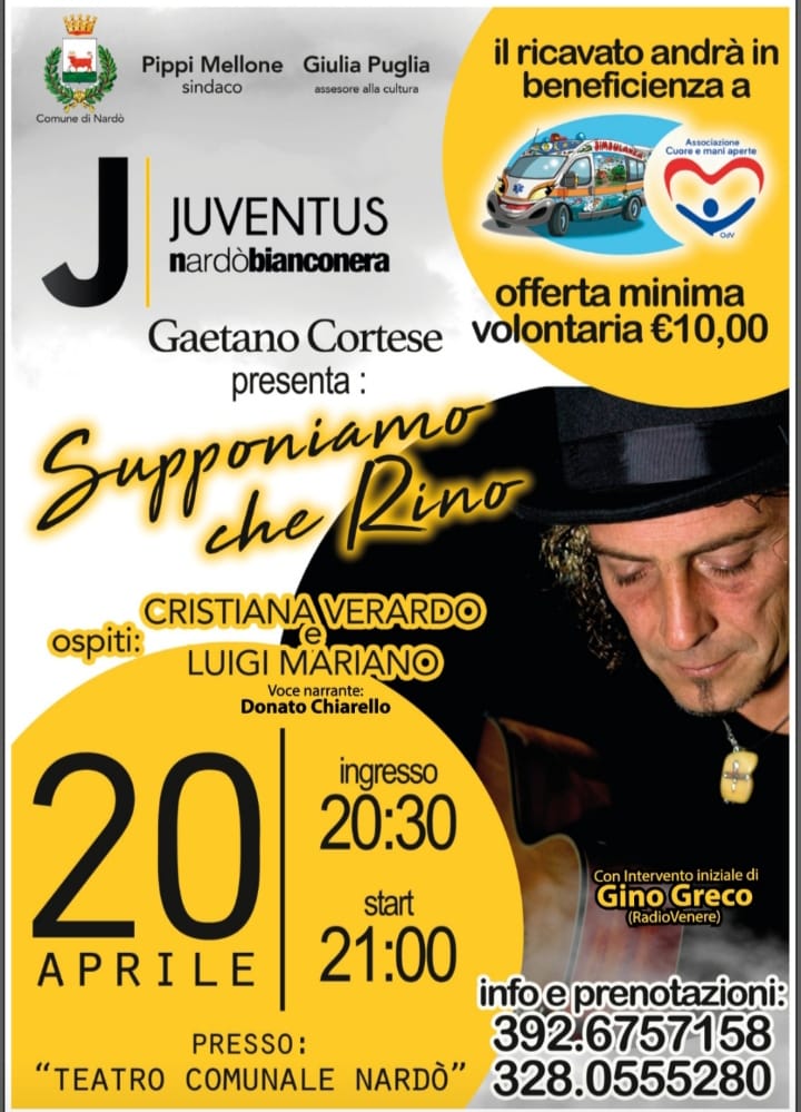 Gaetano Cortese in “Supponiamo che Rino”, storie e canzoni di Rino Gaetano stasera al Teatro comunale di Nardò