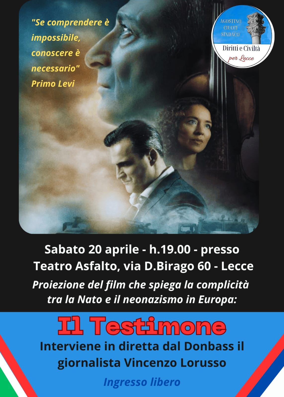 Il film “Il testimone” sulla guerra in Ucraina e nel Donbass vista dai russi, in programma a Lecce il 20 aprile presso il Teatro Asfalto.