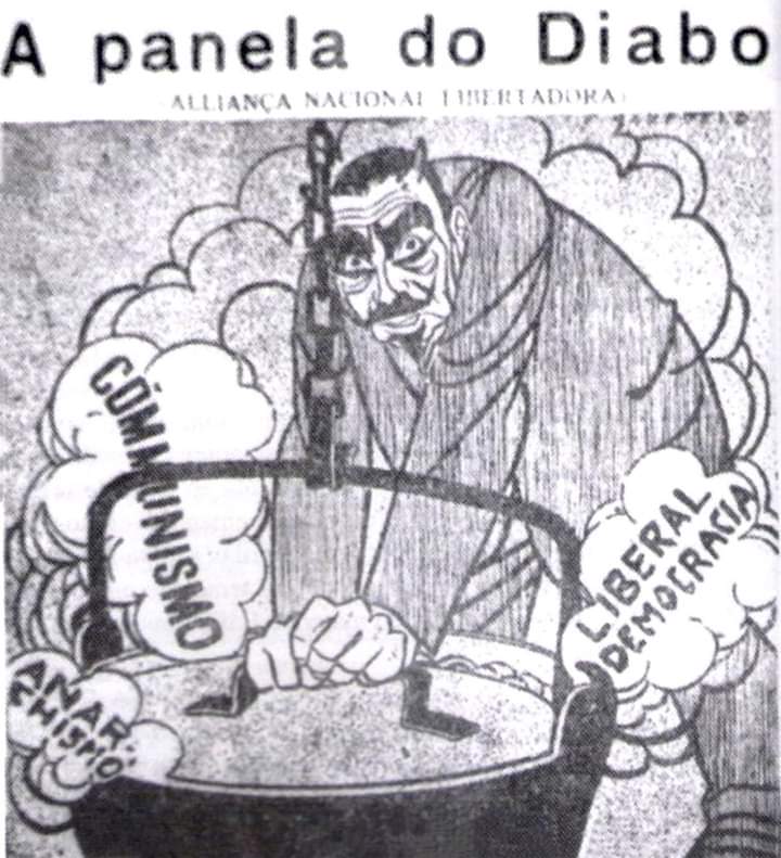 Propagandopolis. Vignetta brasiliana contro l’Alleanza di liberazione nazionale (sinistra) del 1935.