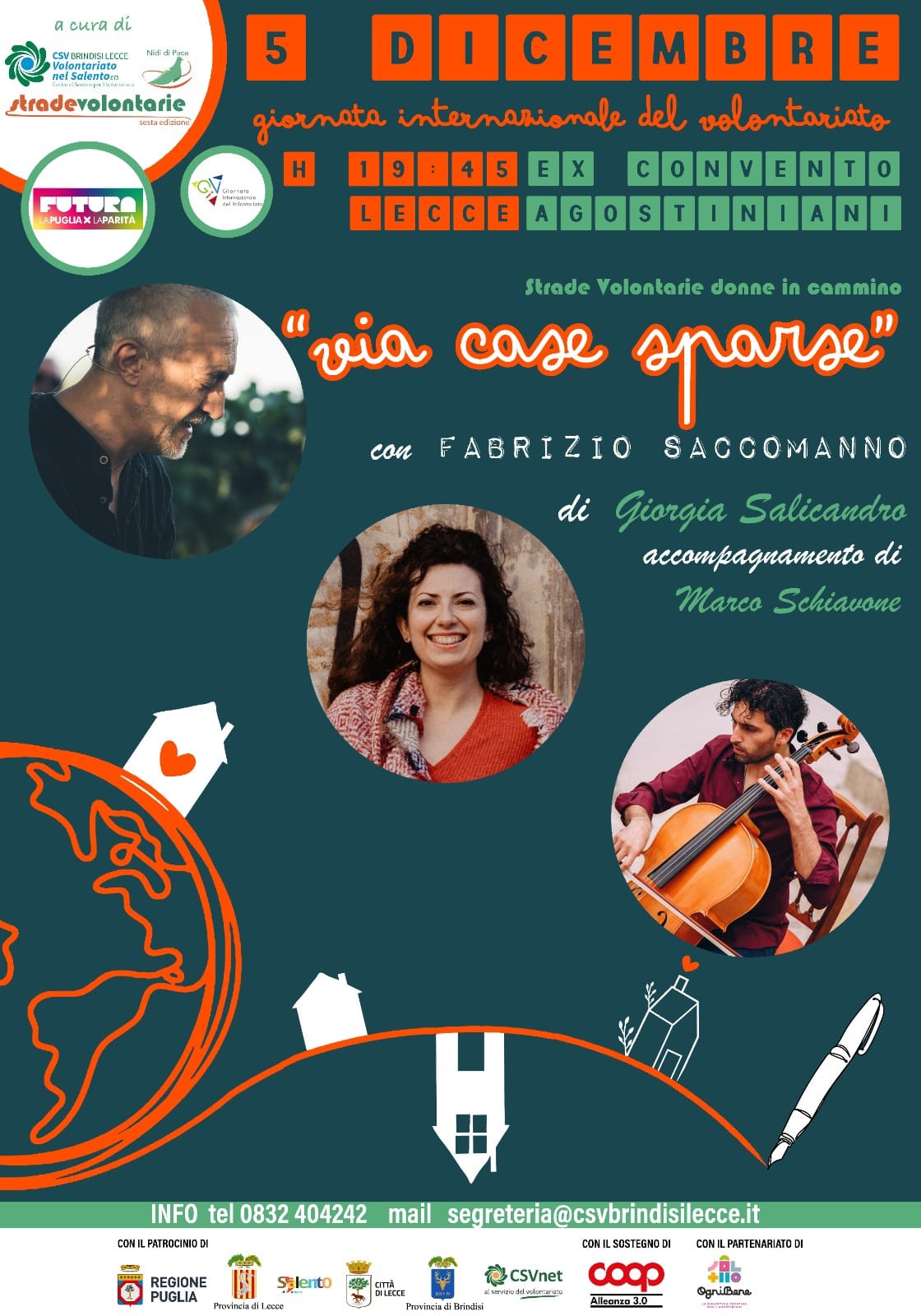 “Via Case Sparse”, spettacolo dedicato al volontariato a Lecce domani all’ex Convento degli Agostiniani