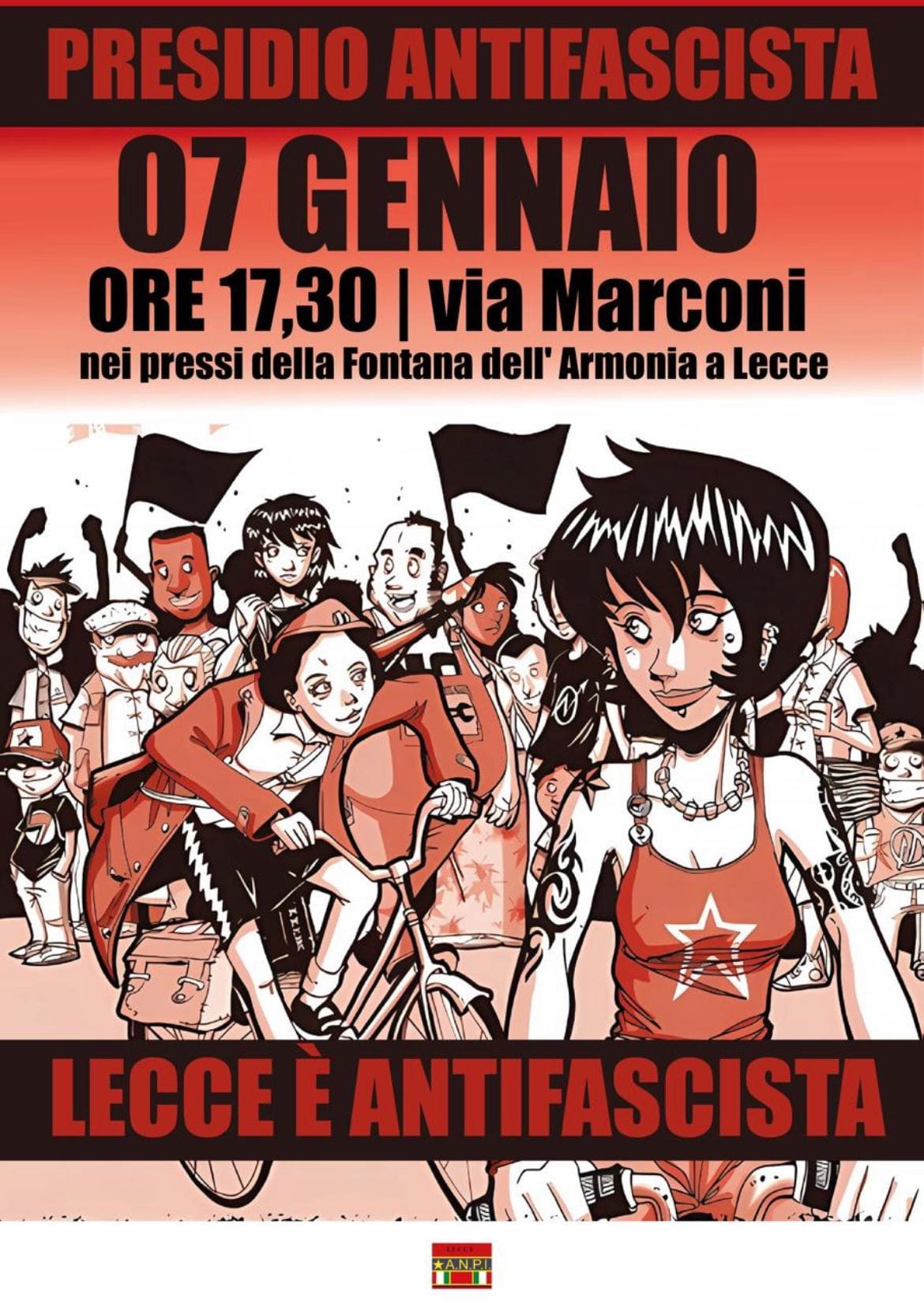 *PRESIDIO ANTIFASCISTA – MARTEDÌ 7 GENNAIO 17.30* Lecce, Fontana dell’Armonia