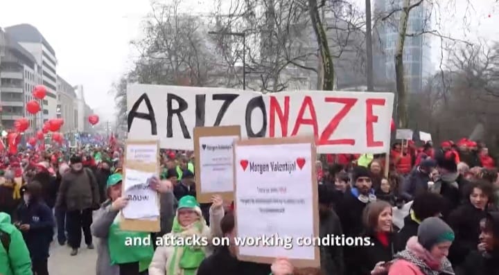 Scontri tra lavoratori e polizia a Bruxelles contro i tagli di bilancio alla spesa sociale