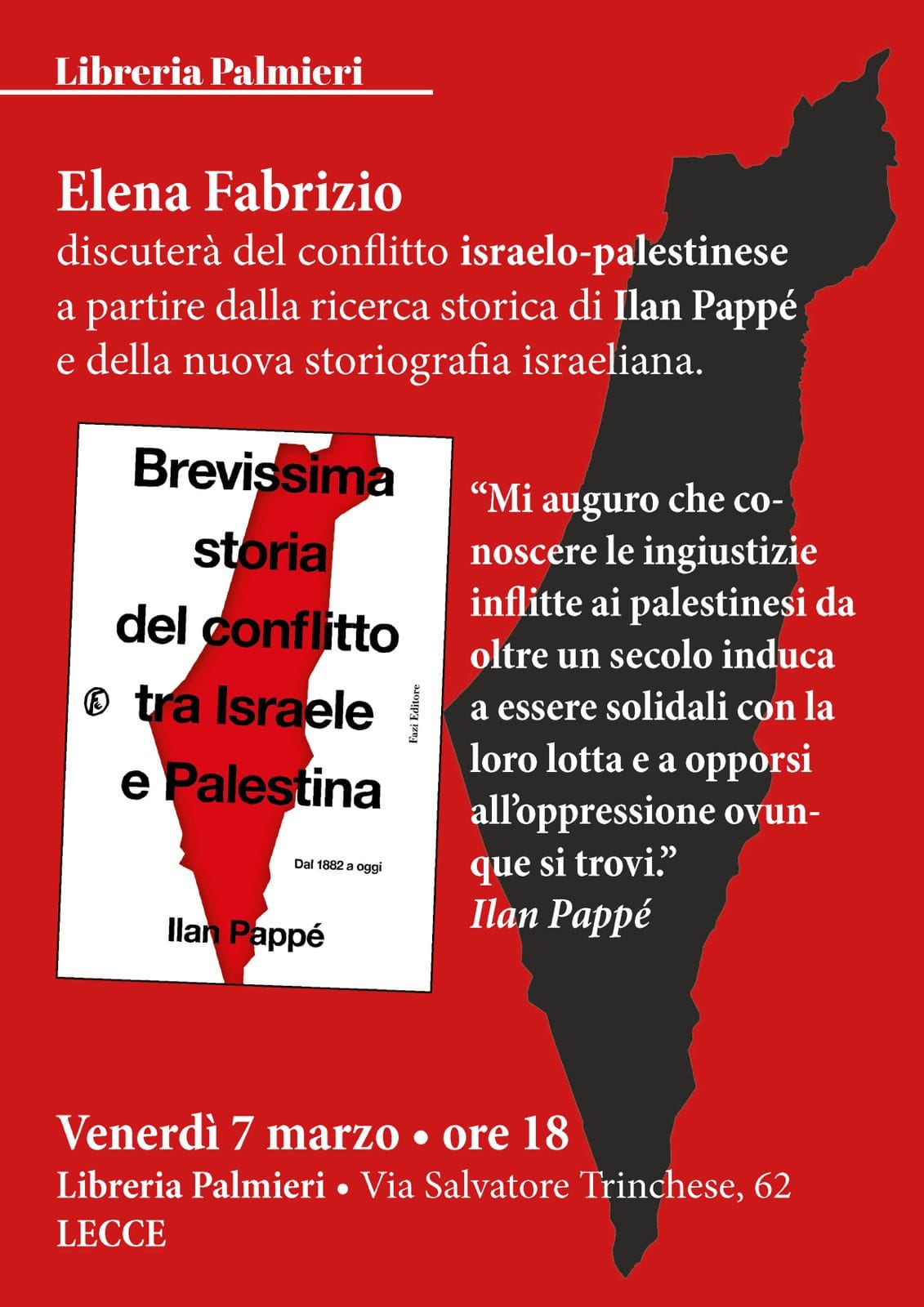 Brevissima storia del conflitto israelo-palestinese Stasera Elena Fabrizio alla Libreria Palmieri di Lecce