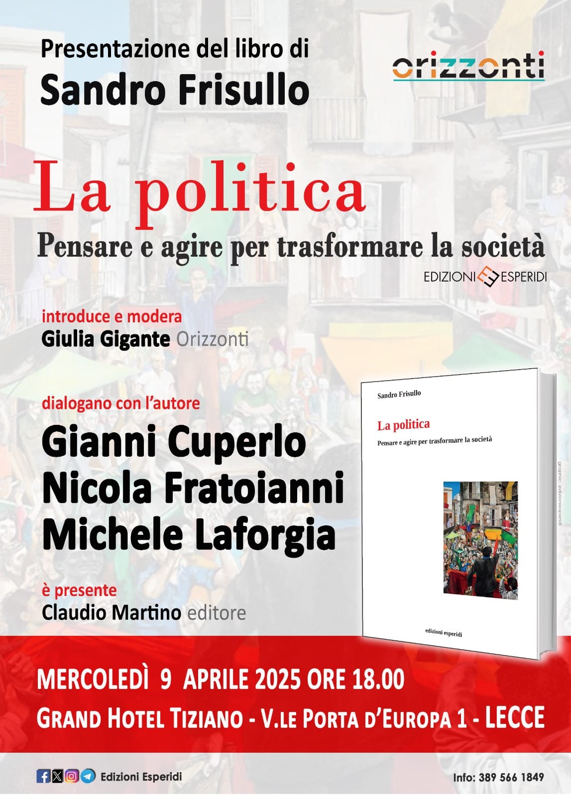 Stasera a Lecce la presentazione dell’ultimo libro di Sandro Frisullo