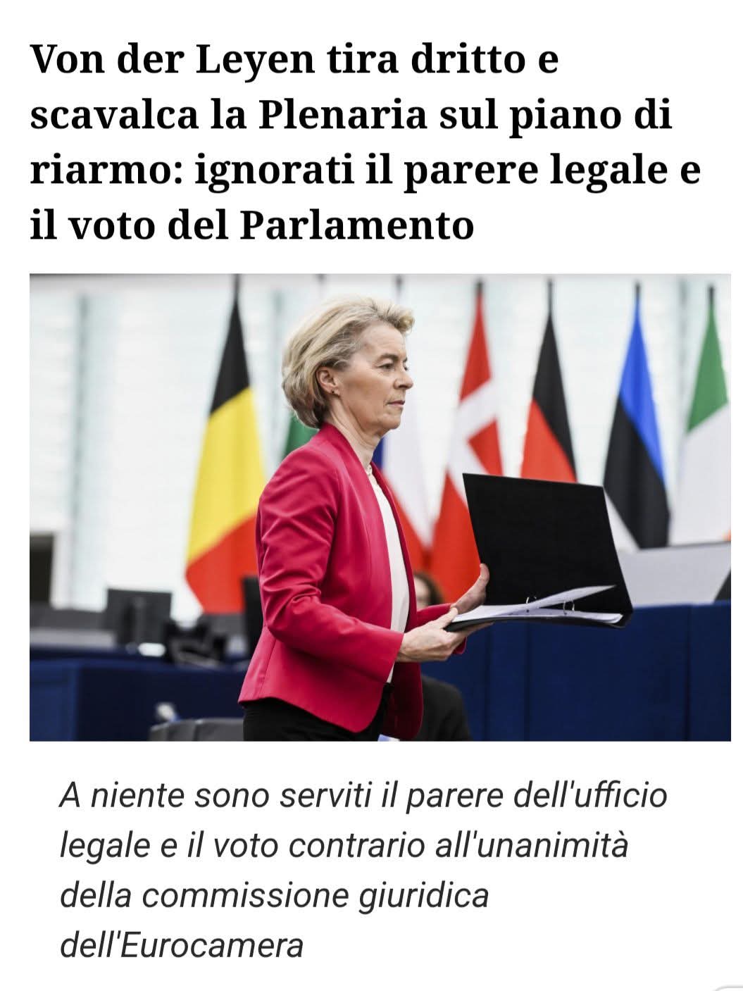 Rearm Europe bocciato clamorosamente all’EuroParlamento. Ursula si dovrebbe dimettere (Irina Smirnova – Faro di Roma)