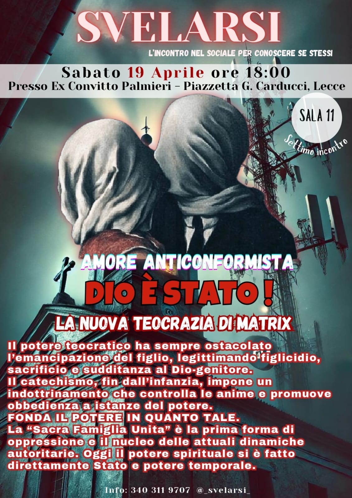 Dio è Stato! La nuova teocrazia di Matrix: settimo incontro dei giovani studenti di “Svelarsi” sabato a Lecce ex Convitto Palmieri