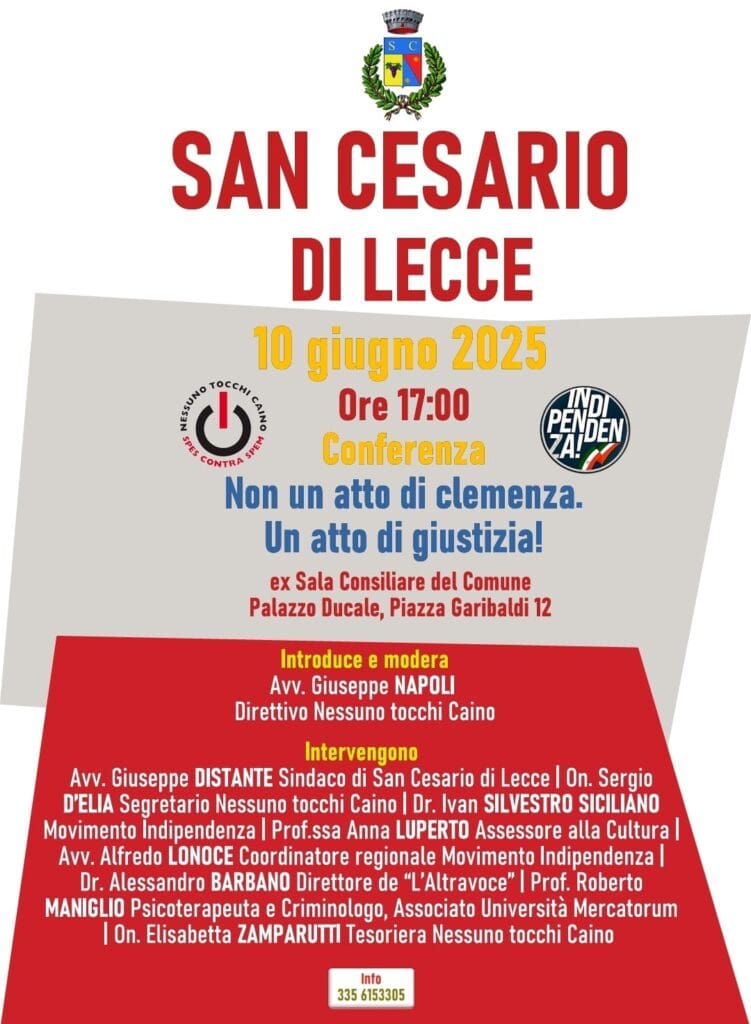 “Non un atto di clemenza.Un atto di giustizia!” Un seminario oggi a San Cesario sulla situazione carceraria in Italia