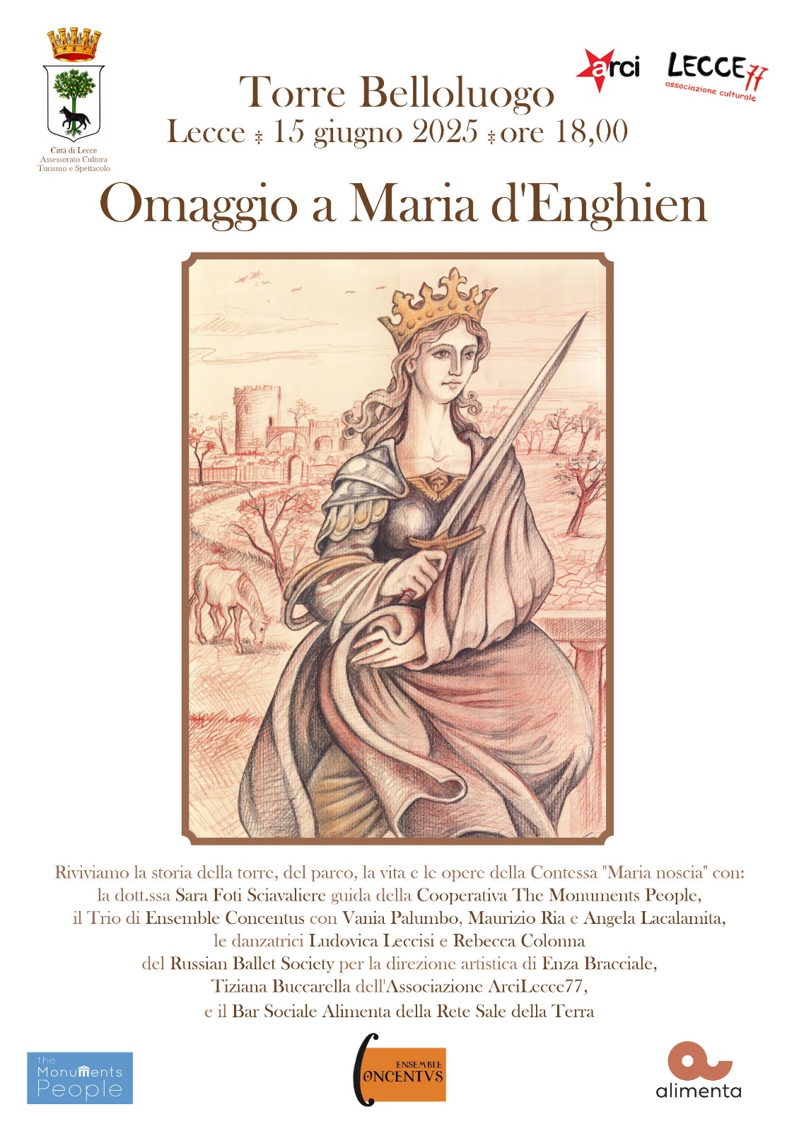 Omaggio a Maria d’Enghien domani a Lecce, Torre di Belloluogo. Teatro, Musica e danza nel programma .