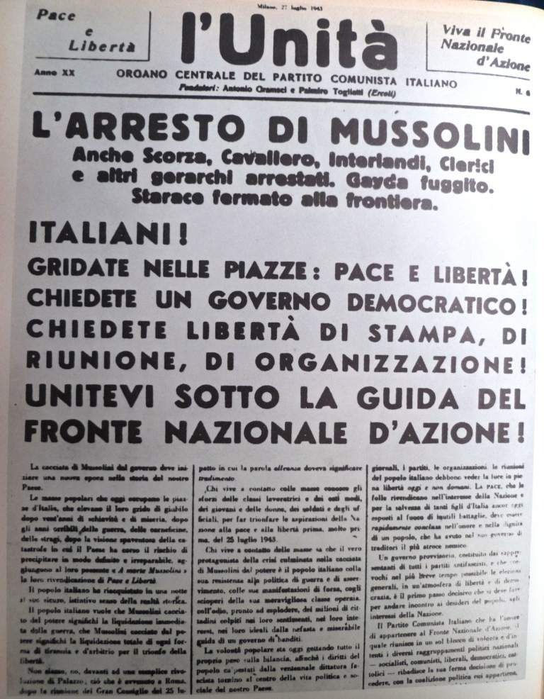 25 luglio 1943: La caduta di Mussolini, sfiduciato dal Gran Consiglio del Fascismo
