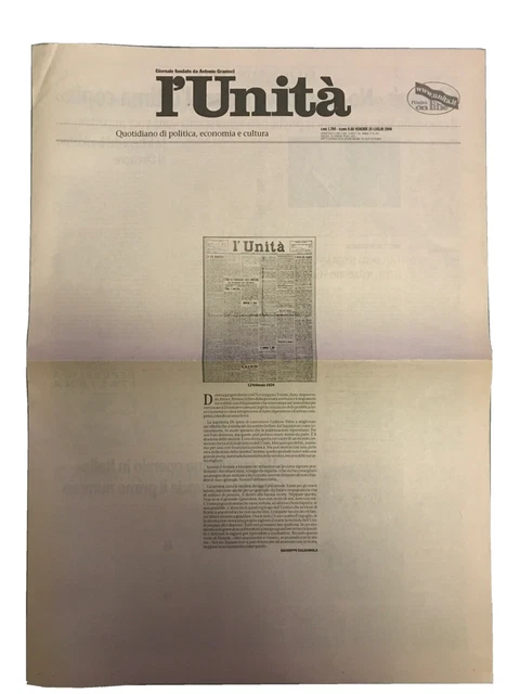 28 luglio 2020: ultimo numero in edicola del quotidiano “L’Unità”.