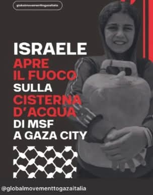 LA VIGLIACCHERIA FILONAZISTA DI ISRAELE NEL MITRAGLIARE UNA CISTERNA D’ACQUA DIRETTA AI CIVILI CHE MUOIONO DI FAME E DI SETE SOTTO VIOLENTI BOMBARDAMENTI