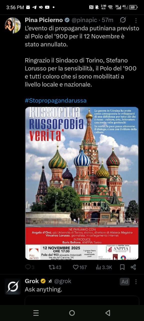 Annullata la conferenza sulla russofobia a Torino con il professore Angelo d’Orsi