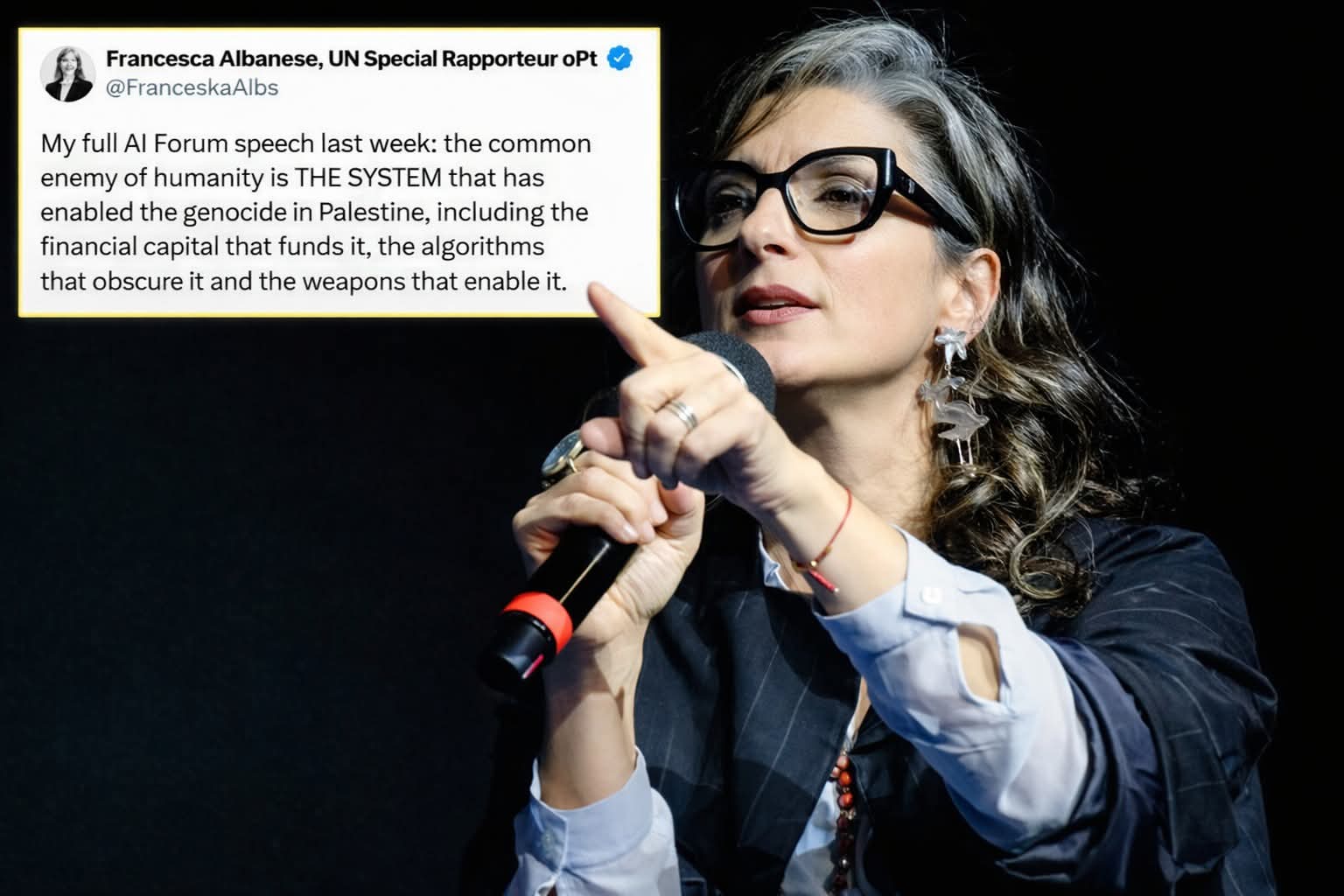 LA FRANCIA CHIEDE LE DIMISSIONI DI FRANCESCA ALBANESE, REA DI DESCRIVERE LA REALTA’ CHE CI CIRCONDA