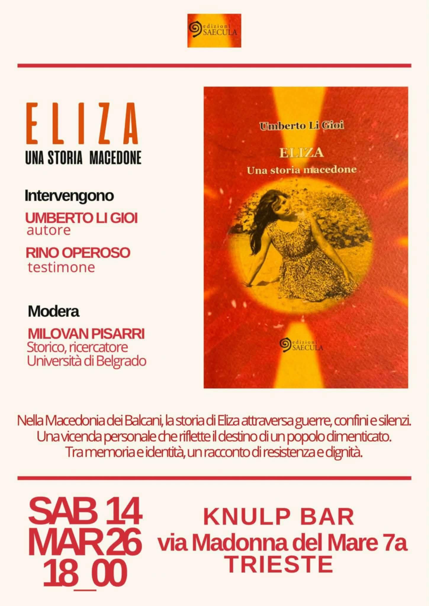 𝐄𝐥𝐢𝐳𝐚,𝐔𝐧𝐚 𝐬𝐭𝐨𝐫𝐢𝐚 𝐦𝐚𝐜𝐞𝐝𝐨𝐧𝐞, 𝐥𝐚 𝐬𝐭𝐨𝐫𝐢𝐚 𝐝𝐢 𝐮𝐧𝐚 donna e 𝐩𝐚𝐫𝐭𝐢𝐠𝐢𝐚𝐧𝐚 𝐣𝐮𝐠𝐨𝐬𝐥𝐚𝐯𝐚 𝐭𝐫𝐚𝐬𝐟𝐞𝐫𝐢𝐭𝐚𝐬𝐢 𝐢𝐧 𝐒𝐚𝐥𝐞𝐧𝐭𝐨 𝐩𝐞𝐫 𝐚𝐦𝐨𝐫𝐞 𝐢𝐧 𝐮𝐧 𝐥𝐢𝐛𝐫𝐨, sta𝐬𝐞𝐫𝐚 𝐚 Trieste, Knulp Bar