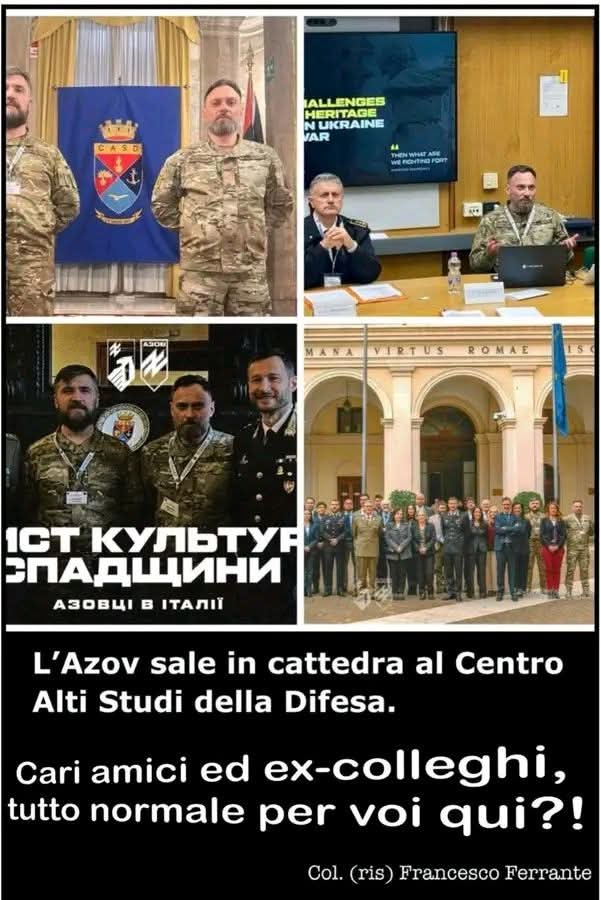 Francesco Ferrante, ufficiale dell’esercito italiano, si dimette dall’arma per protesta contro la decisione del Centro Alti Studi della Difesa di invitare in Italia membri del Reggimento Azov (estrema destra ucraina neonazista)