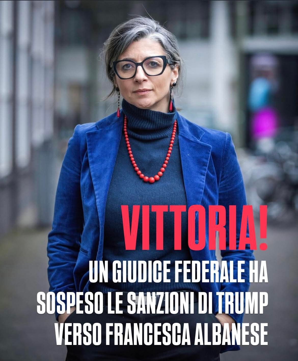 Stati Uniti, sospese le sanzioni comminate da Trump a Francesca Albanese