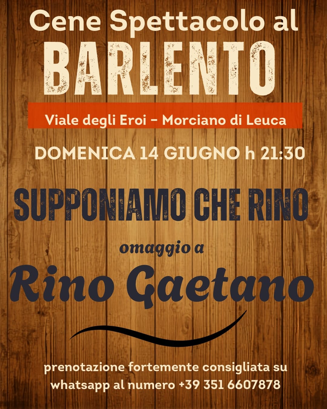 “Supponiamo che Rino…” Rino Gaetano interpretato da Gaetano Cortese domenica 14 giugno al Barlento di Morciano di Leuca