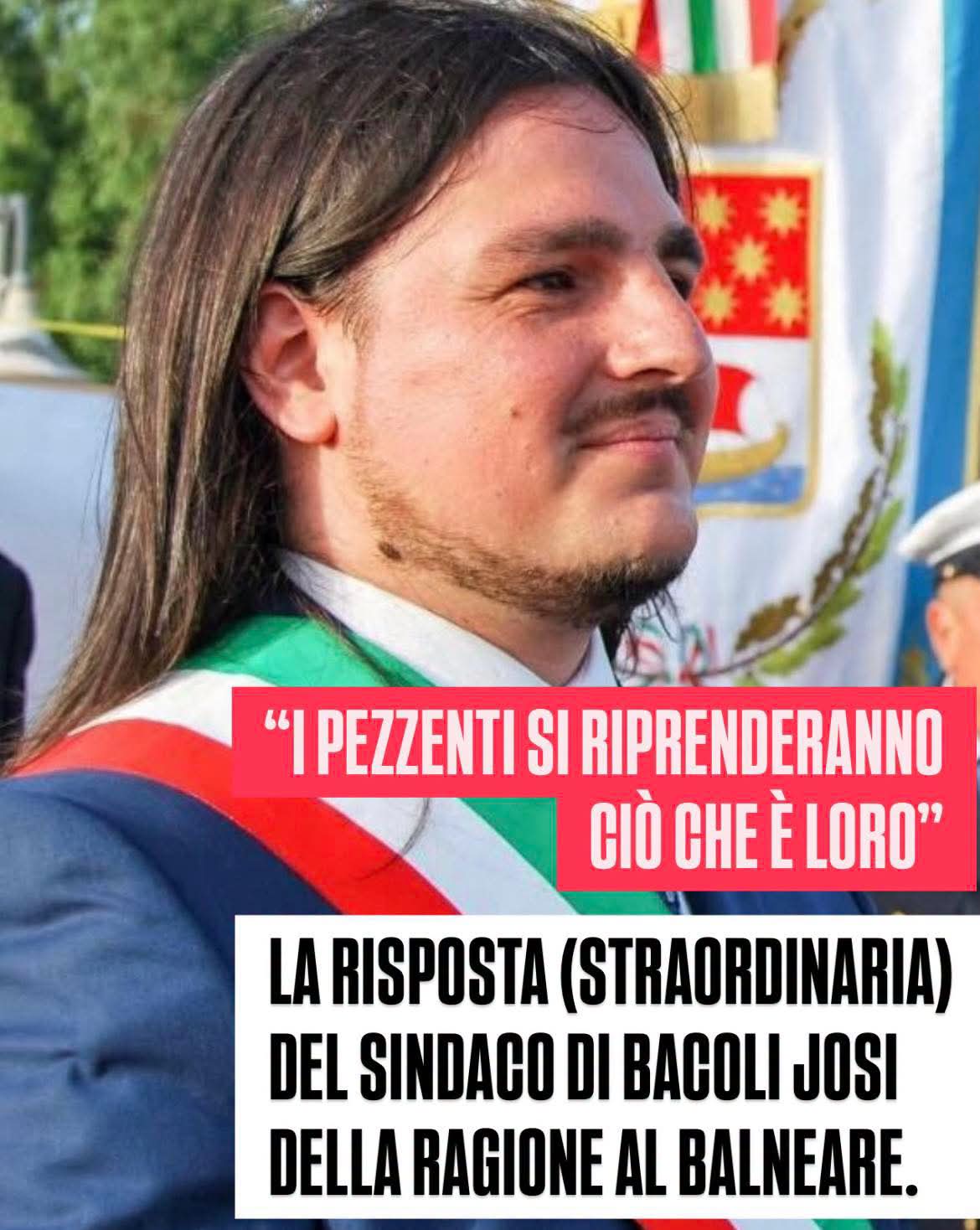 Il sindaco di Bacoli (Campania) Josi Della Ragione risponde al balneare che lo accusava di “amare i pezzenti” perché sta ampliando la spiaggia libera