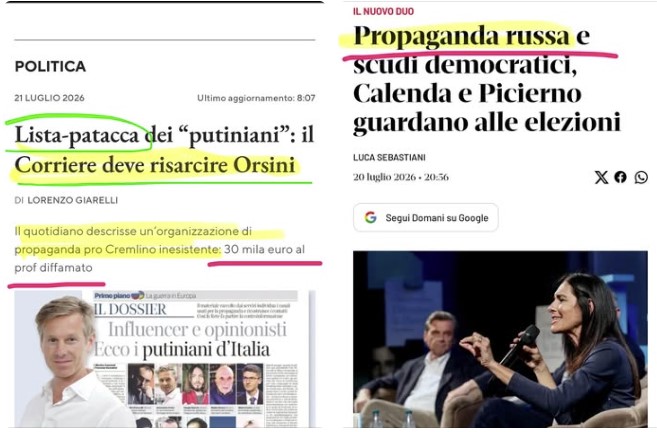 Putiniani d’Italia.Orsini vince contro il Corriere della Sera: il Tribunale condanna il quotidiano per diffamazione